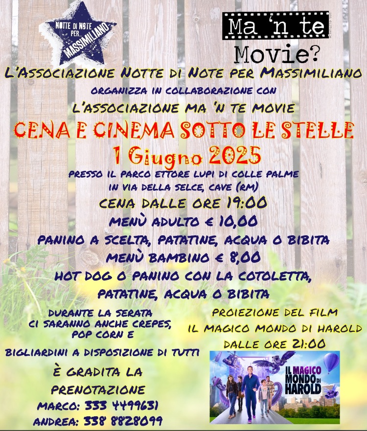 “Cena e cinema sotto le stelle”